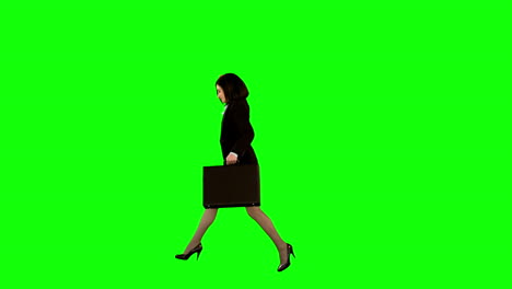 Geschäftsfrau-Springt-Auf-Grünem-Bildschirm