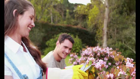 Young-couple-cutting-their-flowers