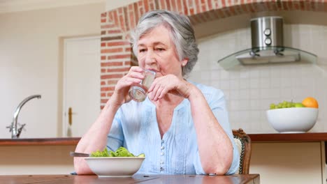 Senior-woman-eating-salad