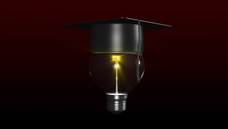 Light-bulb-with-a-graduated-hat-on.-Concept-of-clever-head