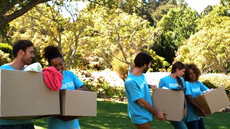 Group-of-volunteers-holding-cartons