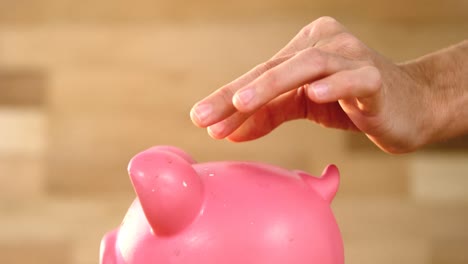 Woman-putting-coin-in-piggy-bank