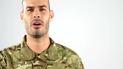 Soldier-taking-pledge-on-white-background