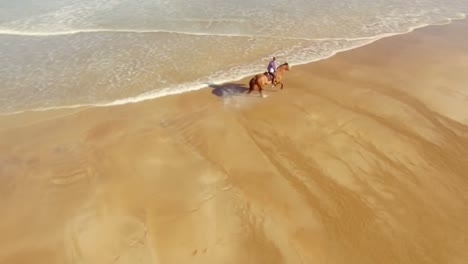 Woman-horse-riding-on-seashore