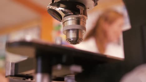 Close-up-of-microscope-in-laboratory