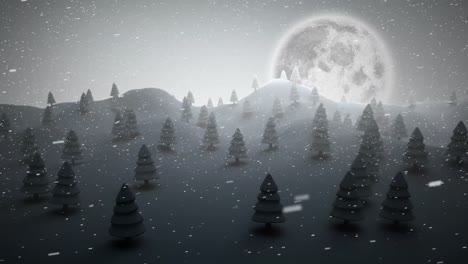 Weihnachtsbäume-Auf-Einer-Verschneiten-Landschaft