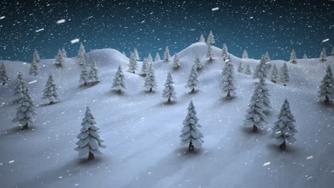 árboles-De-Navidad-Cubiertos-De-Nieve-En-Un-Paisaje-Nevado