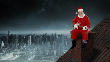 Santa-claus-sitting-on-a-chimney