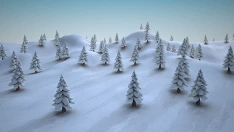 Schneebedeckte-Weihnachtsbäume-In-Einer-Verschneiten-Landschaft