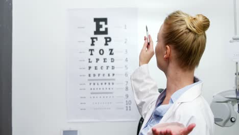 Optometrista-Femenina-Apuntando-Al-Gráfico-Optométrico