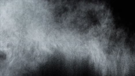 White-dust-powder-blowing-against-black-background
