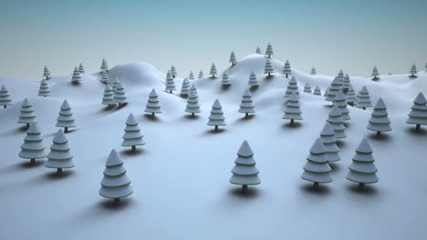 Snow-covered-Christmas-trees-on-a-snowy-landscape