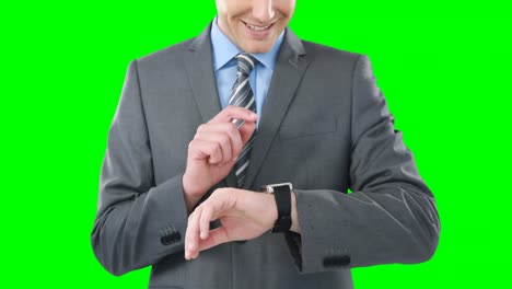 Businessman-using-smart-watch