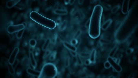 Digital-generated-bacteria-cells-flowing-against-black-background