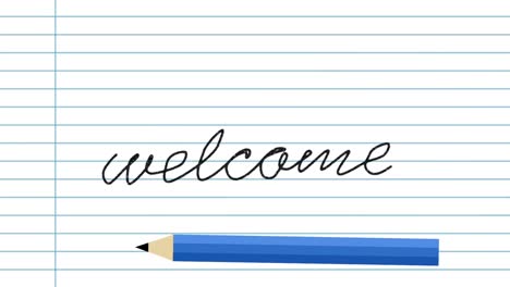 Pencil-writing-welcome-text-on-paper