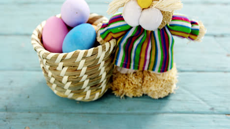 Basket-with-Easter-eggs-and-toy-Easter-bunny