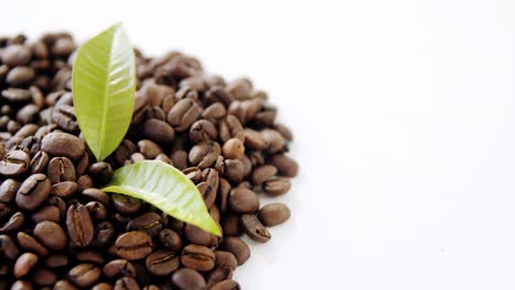 Geröstete-Kaffeebohnen-Mit-Kaffeeblättern
