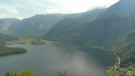 Small-Boats-Sailing-on-the-Surface-of-Lake-As-Seen-From-Hallstatt-Skywalk
