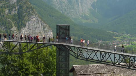 Tourists-Taking-a-Lift-Near-Hallstatt-Skywalk