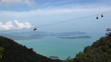 Strait-of-Malacca-behind-cable-cars-on-Langkawi-mountain-in-Malaysia