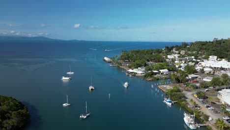 Drone-view-looking-out-to-the-Great-Barrier-Reef-Marine-Park-from-the-Port-Douglas-Crystalbrook-Superyacht-Marina