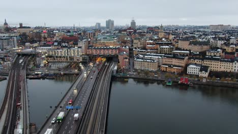 Vista-De-Drones-En-Estocolmo,-Suecia