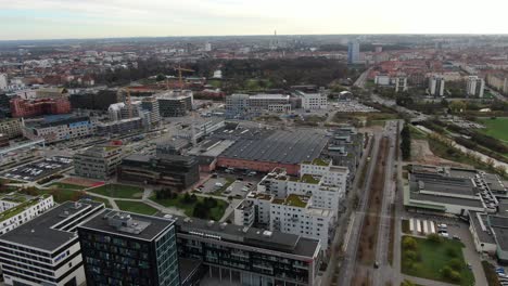Drone-view-in-Malmö,-Sweden