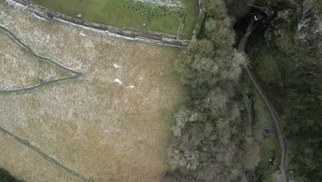 Birds-Eye-View-Castle-Ruins-Peak-District-Castleton-Winter-Aerial-Overhead