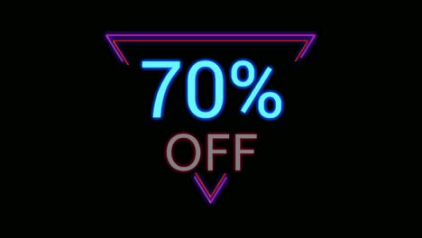 Neon-light-Discount-70%-percent-off-in-triangle-modern-frame-border-animation-motion-graphics-on-black-background