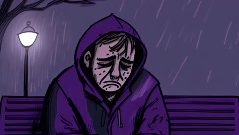 depressed-man-sitting-on-a-bench-and-crying-in-rain