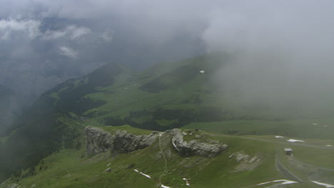 Switzerland-Landscape-of-Lauterbrunnen,-Aerial-Landscape-from-Helicopter