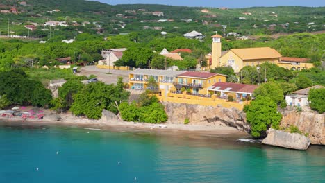 Misa-di-San-Pedro-or-Saint-Peter's-Church-overlooks-Caribbean-Sea-on-sunny-day