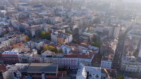 Aerial-flyover-of-the-apartment-buildings-and-neighborhoods-outside-the-city-center-in-Belgrade,-Serbia