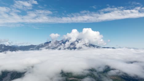 Aerial-view,-Clouds-Over-Osorno-Volcano