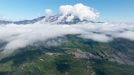 Aerial-view,-Clouds-Over-Osorno-Volcano.-Pedestal-Down