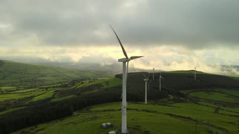 Blade-windmill-turbines-spinning-at-Ireland-Wicklow-aerial