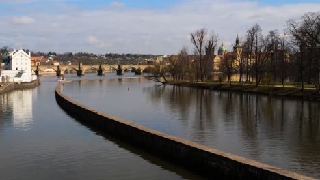 Charles-Bridge-on-the-Vltava-River,-Prague,-Czech-Republic