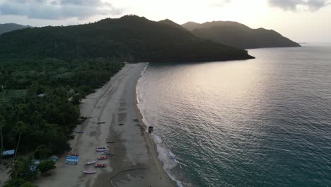 Drone-shot-of-El-Valle-beach-on-the-Samaná-peninsula-during-sunset