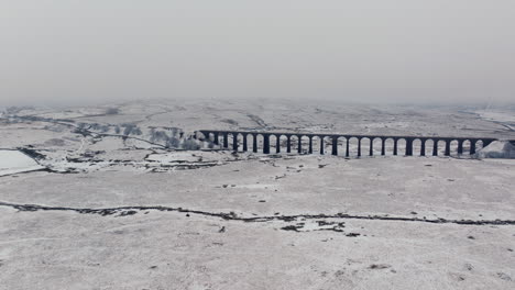 Establishing-Wide-Angle-Aerial-Drone-Shot-of-Ribblehead-Viaduct-in-Snowy-Yorkshire-Dales-UK