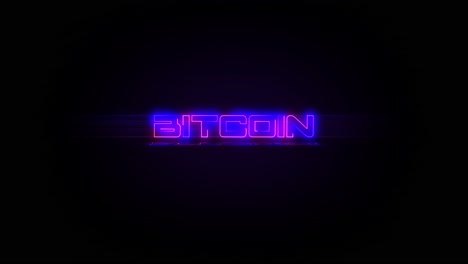 Flashing-BITCOIN-text-electric-blue-and-pink-neon-sign-flashing-on-and-off-with-flicker,-reflection,-and-anamorphic-lights-in-4k