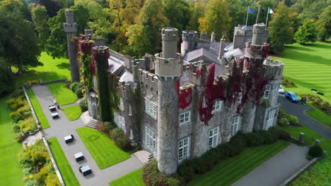 Descending-drone-shot-of-the-exterior-of-Luttrellstown-Castle-near-Dublin-Ireland