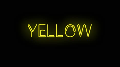 Flashing-neon-YELLOW-color-sign-on-black-background-on-and-off-with-flicker