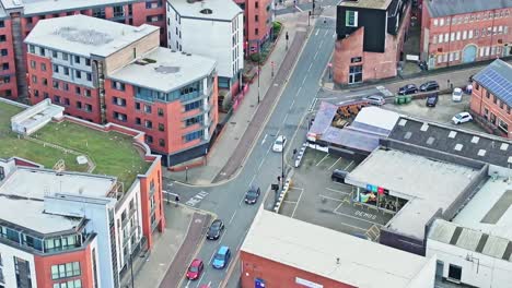 Cars-driving-into-a-one-way-street-in-the-city-centre-of-Sheffield