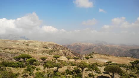 Revealing-aerial-panoramic-shot-of-the-Hajhir-Mountains-on-Socotra-Island-in-Yemen