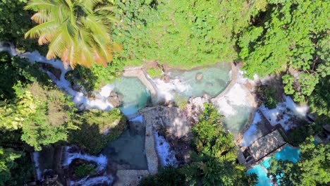 Top-shot-of-natural-pool-at-Villa-Miriam,-Caribbean-jungle