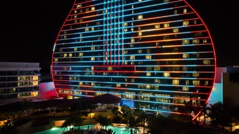 Lichtshow-Aus-Dem-Hard-Rock-Hotel-In-Hollywood,-Florida