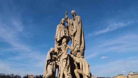 Statues-of-Saints-Cyril-and-Methodius-on-Charles-Bridge-in-Prague,-Czech-Republic