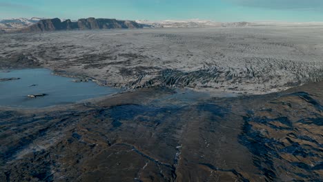 Aerial-View-Of-Haoldukvisl-Glacier-In-Vatnajokull,-South-Iceland---Drone-Shot