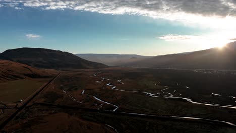Scenic-Fields-During-Sunrise-In-South-Iceland---Aerial-Drone-Shot