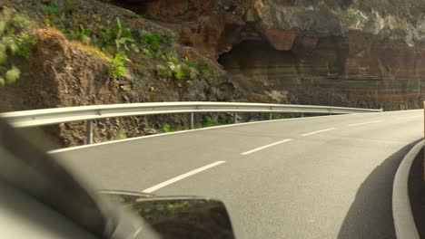 Driving-on-dangerous-mountain-road-in-Tenerife,-POV-view